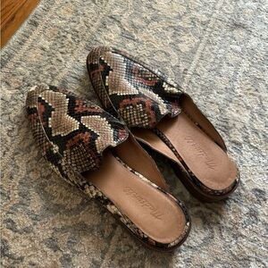Madewell Frances Loafer Mule in Snake Embossed Leather
